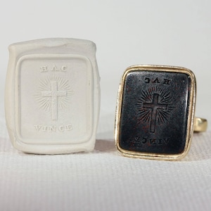 Victorian Cross Carved Intaglio Seal Pendant Hac Vince Cross