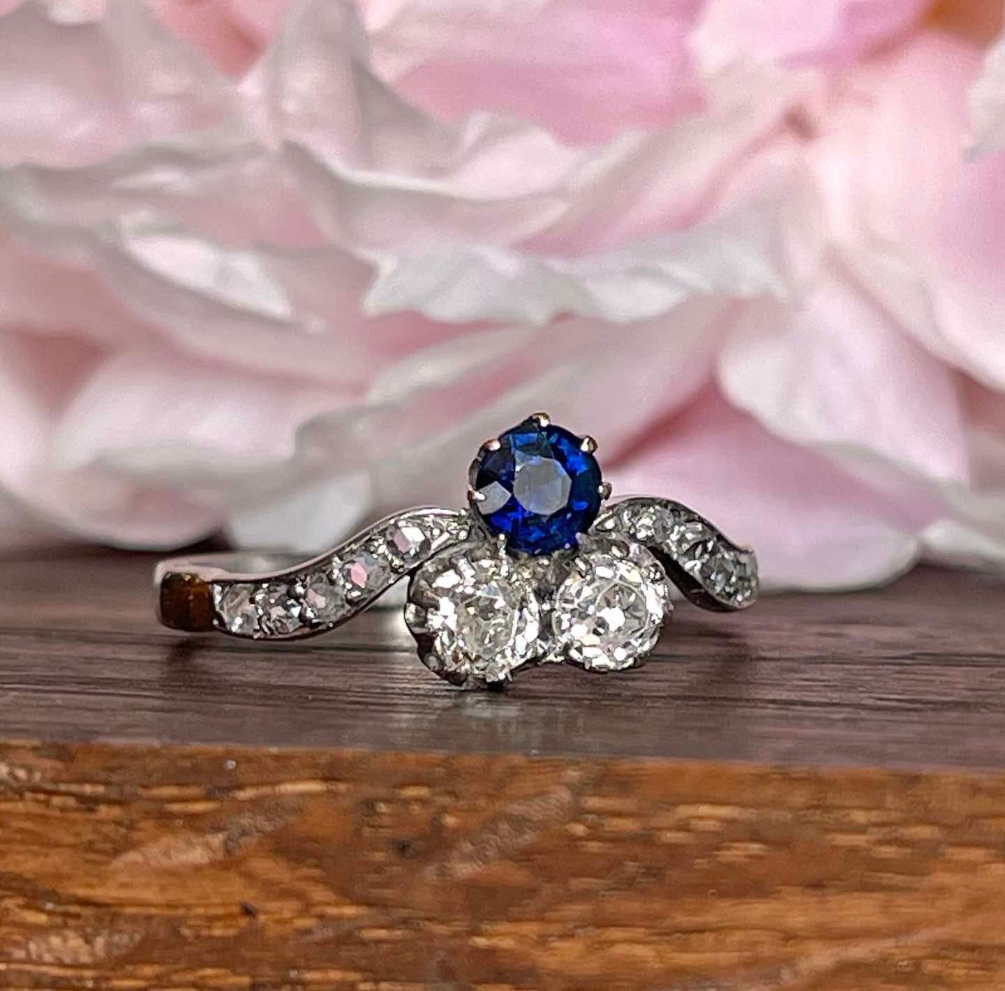 Antique Belle Epoch Sapphire Diamond Ring Trefoil - Etsy
