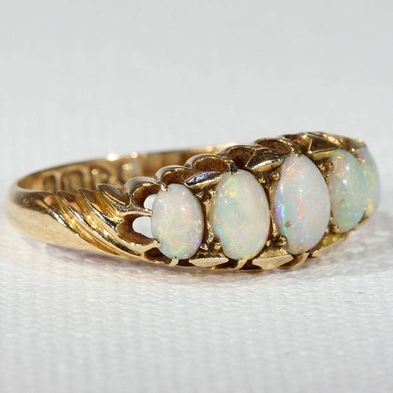 Antique Opal Gold Ring Five Stone 1905 - image 2