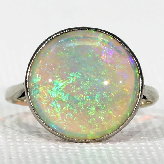 Antique Edwardian Round Opal Ring Size 5 1/2