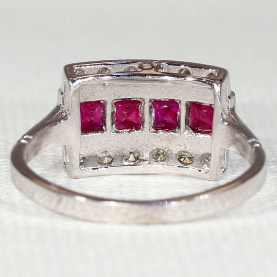 Ruby Diamond White Gold Cocktail Ring Size 6.5 - image 4