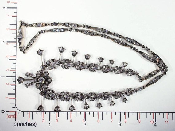 Antique Victorian Floral Design Diamond Necklace - image 5