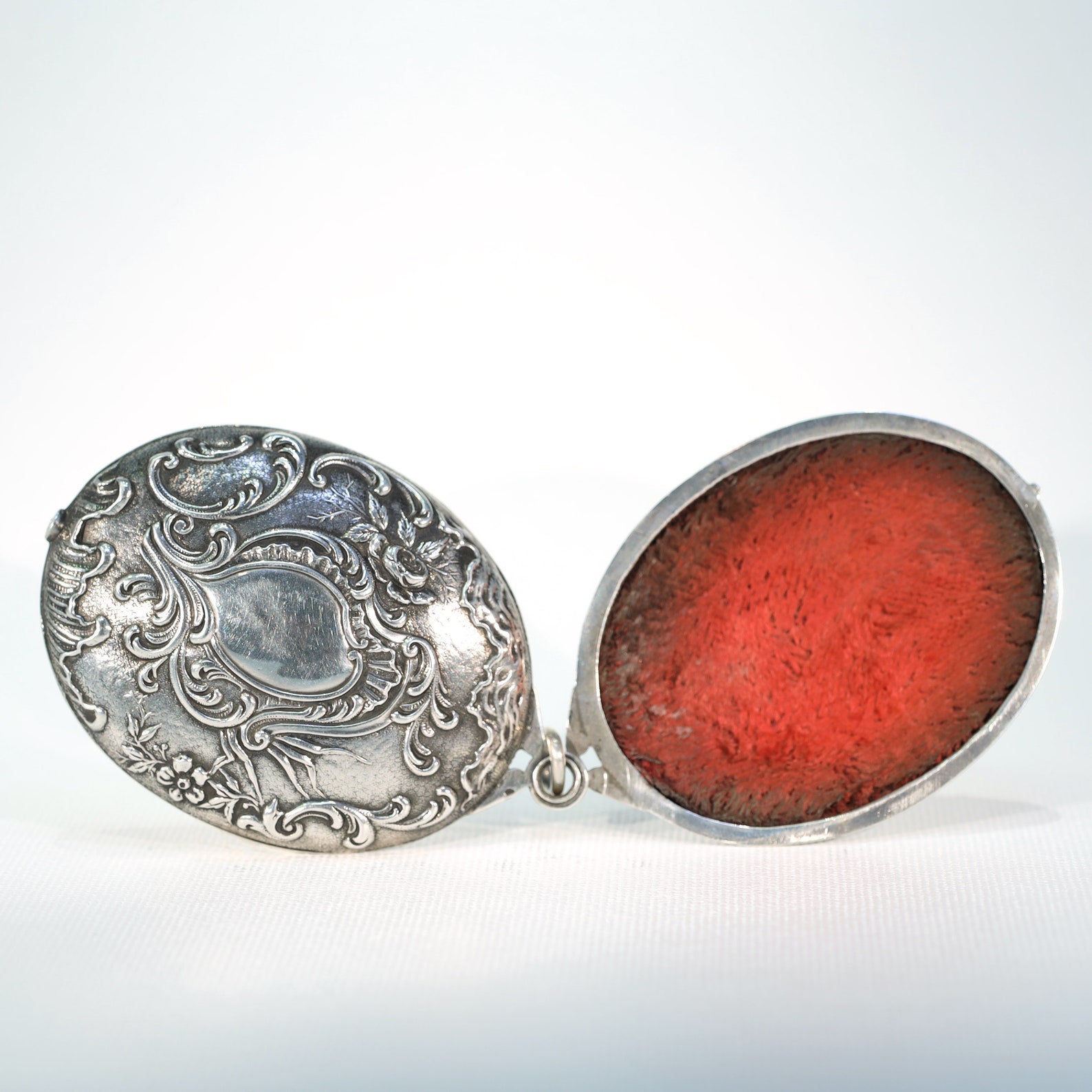 French Silver Repousse Compact Slide Locket Pendant Antique - Etsy