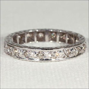 Vintage Diamond Eternity-band, maat 6,5 in 18k witgoud