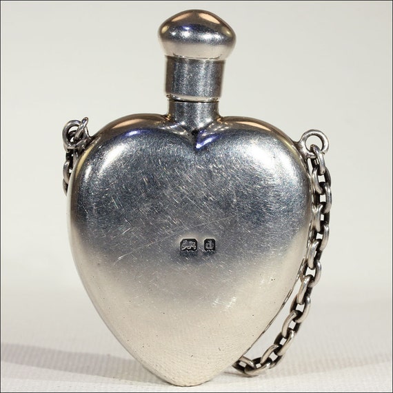 Antique Sterling Silver Heart Shaped Perfume Bott… - image 2