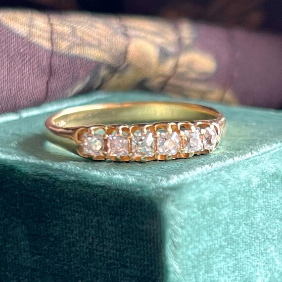 Antique Victorian 18k Gold Six Stone Diamond Ring, Circa 1890