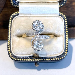 Anillo de platino de 18 k con diamantes de 1 ct y diseño Belle Epoque, talla 6,5