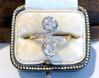 Belle Epoque Diamond Bypass Ring 18k Platinum 1cttw Size 6.5