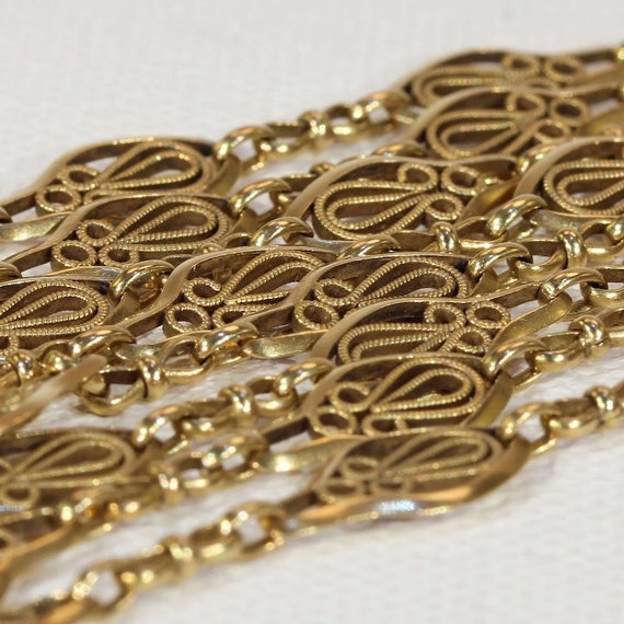 Antique French 47 inch Gold Chain Long Guard - image 1