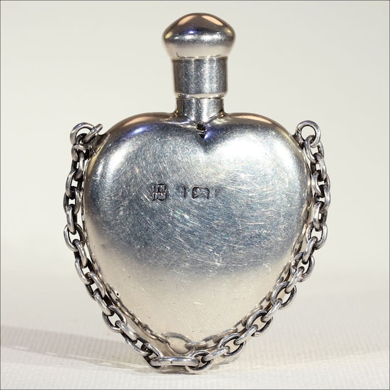 Antique Sterling Silver Heart Shaped Perfume Bott… - image 3