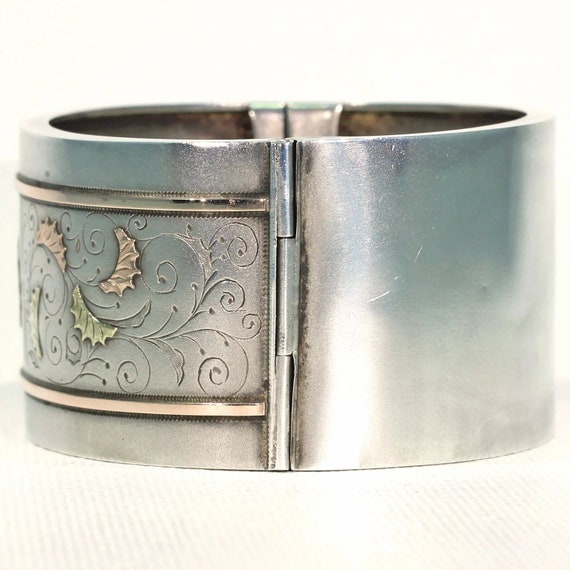 Antique Victorian Sterling Silver Cuff Bangle Bra… - image 5