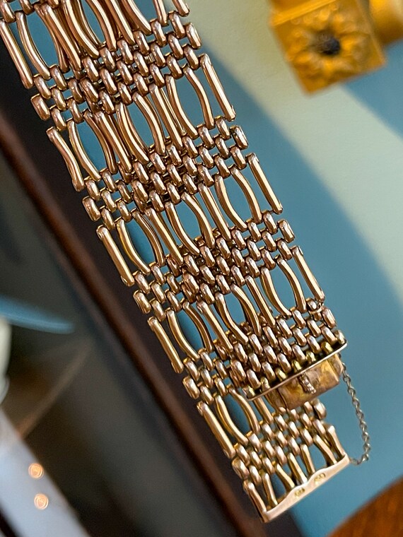 Antique Edwardian Gate Collar Necklace 9k Gold - image 4