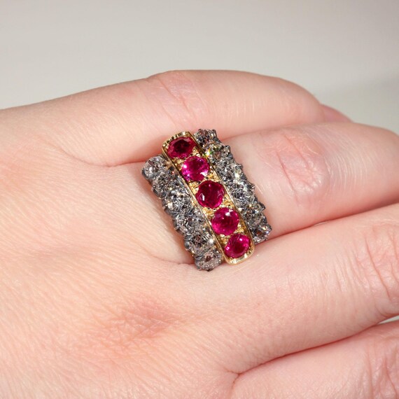 Antique Victorian Diamond and Ruby Ring Size 7.25 - image 3