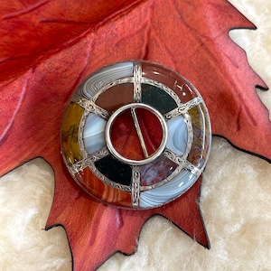 Viktorianischen Silber Scottish Achat Brosche Anhänger