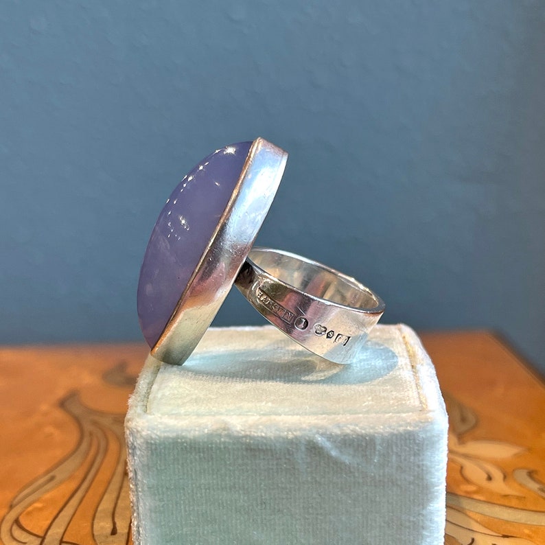 Vintage Silver and Chalcedony Ring Swedish Size 5.5