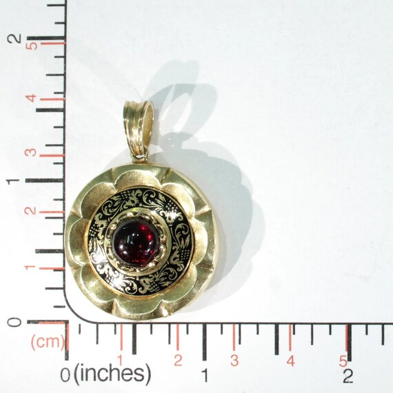 Early Victorian Garnet Enamel Memorial Locket Pen… - image 9