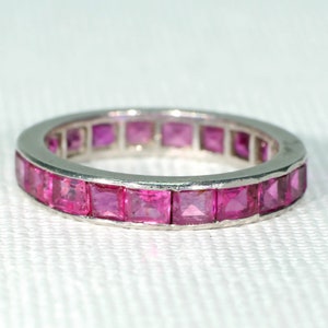 Art Deco Platinum Ruby Eternity Band Size 6