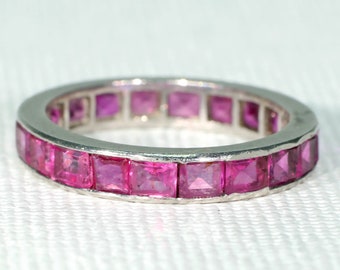 Art Deco Platinum Ruby Eternity Band Size 6