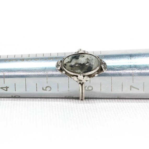 Antique Arts & Crafts Silver Granite Ring Size 5.5 - image 9