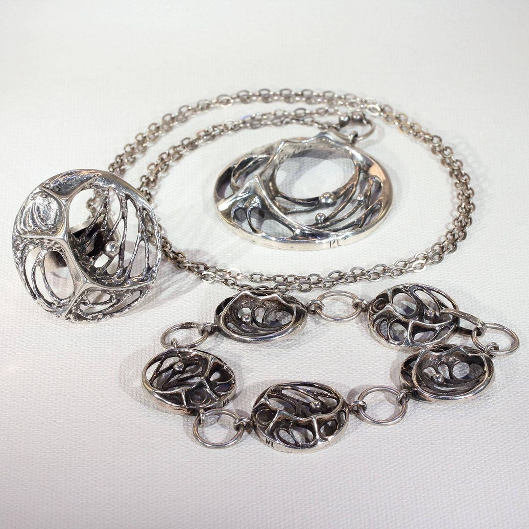 Vintage Sten & Karl Laine Spider Web Bracelet Necklace Ring - Etsy