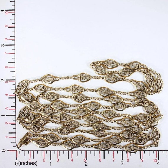 Antique French 47 inch Gold Chain Long Guard - image 7