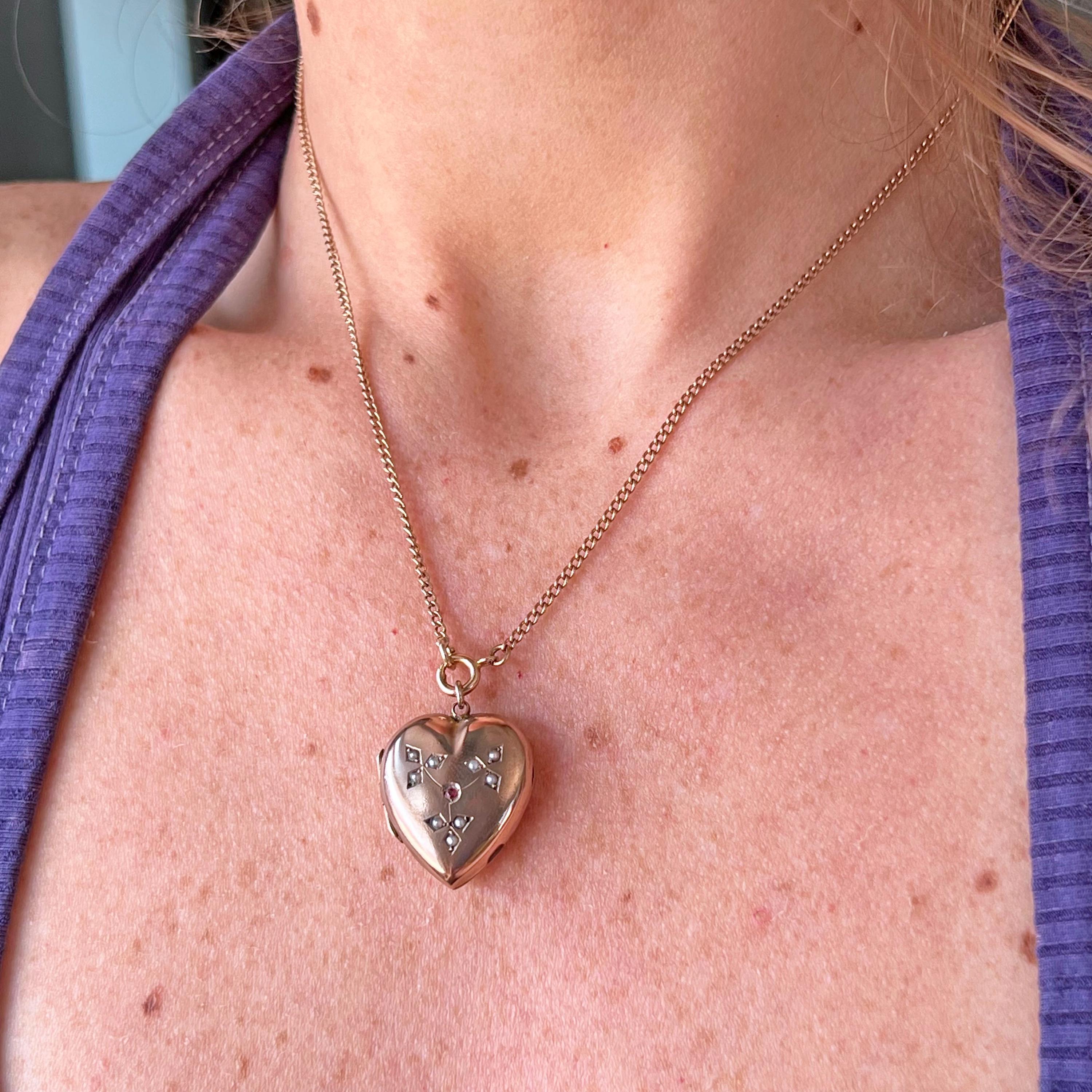 アンティーク エドワード朝時代 9 カラット ゴールド ハート ロケット