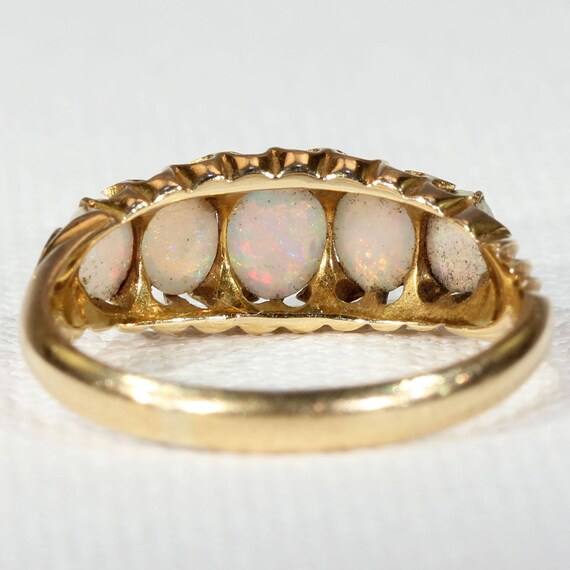 Antique Opal Gold Ring Five Stone 1905 - image 4