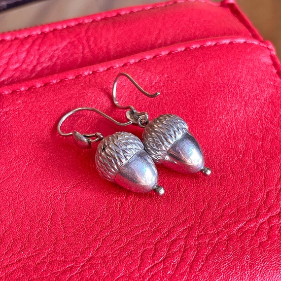Antique Silver Acorn Drop Earrings English Victori
