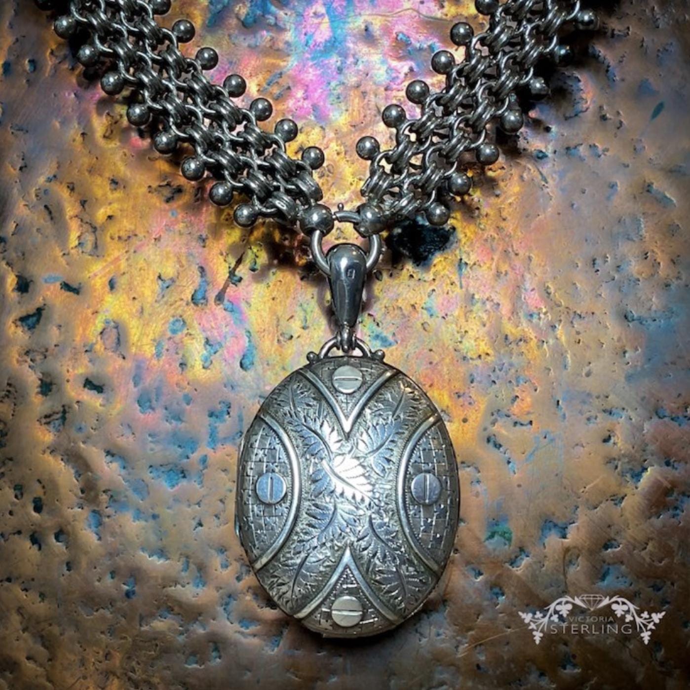 英国 シルバー ロケットペンダント ヴィクトリアン バーミンガム