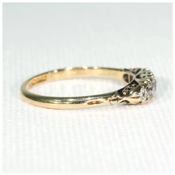 Antique Victorian 5 Diamond Ring 18k Gold Size 6.… - image 3