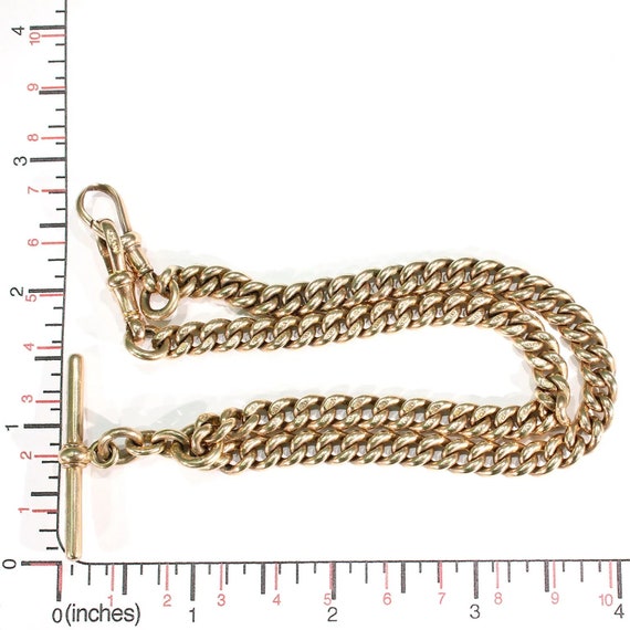 Victorian 9k Gold Watch Chain Necklace Double Alb… - image 6