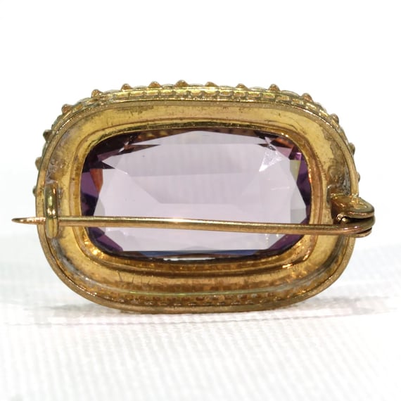 Antique Victorian Amethyst Pearl Brooch Pin Gold - image 3