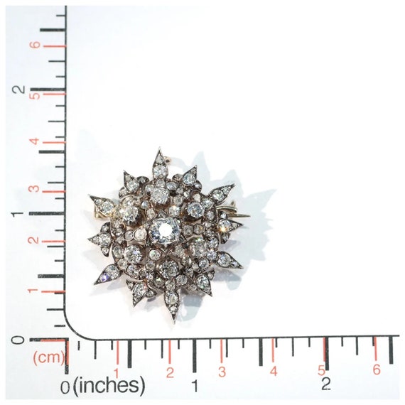 Victorian Starburst Diamond Pendant Brooch 3cttw … - image 9