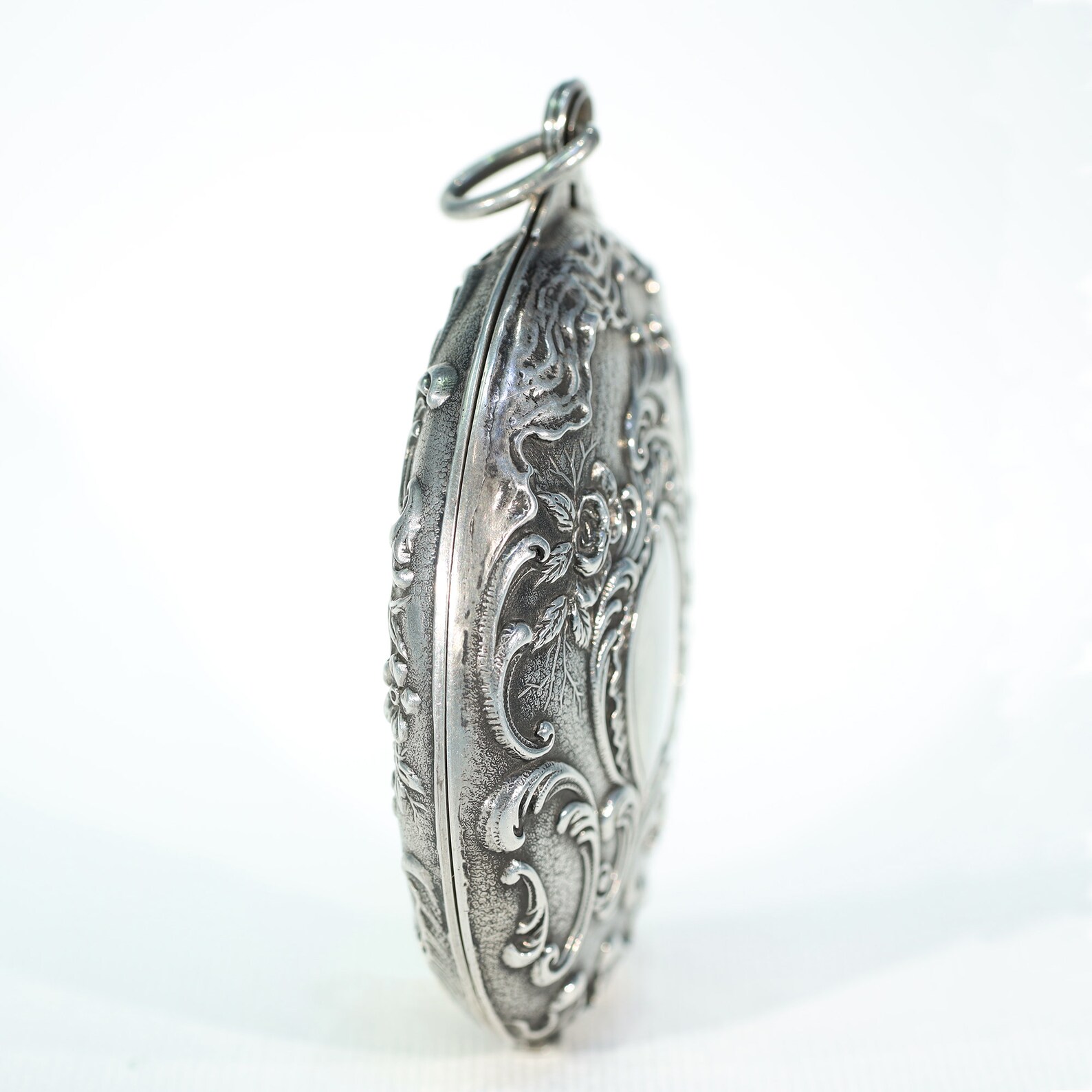 French Silver Repousse Compact Slide Locket Pendant Antique - Etsy