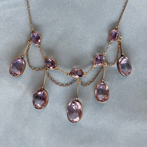 Antique Edwardian Amethyst Drop Necklace in Silve… - image 8