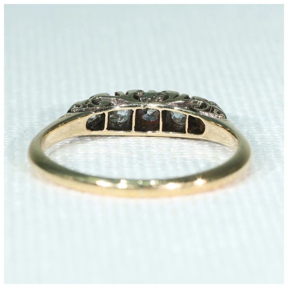 Antique Victorian 5 Diamond Ring 18k Gold Size 6.… - image 4