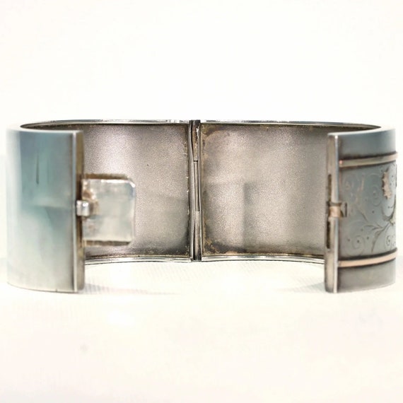 Antique Victorian Sterling Silver Cuff Bangle Bra… - image 4