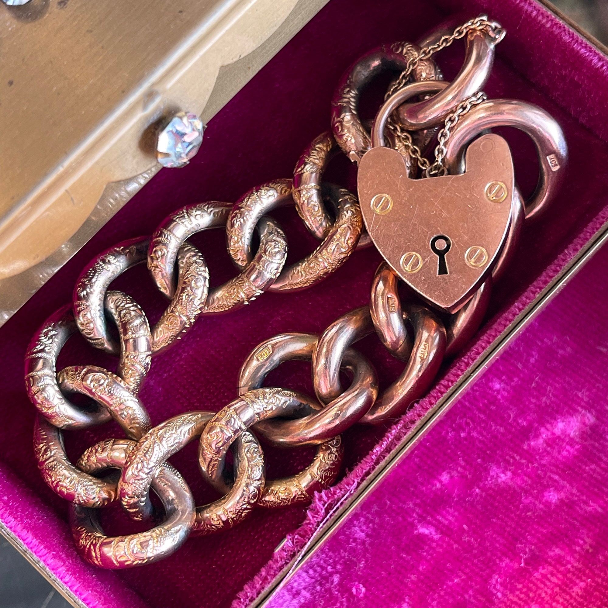 Early Victorian Link Bracelet with Heart Locket Closing at 1stDibs