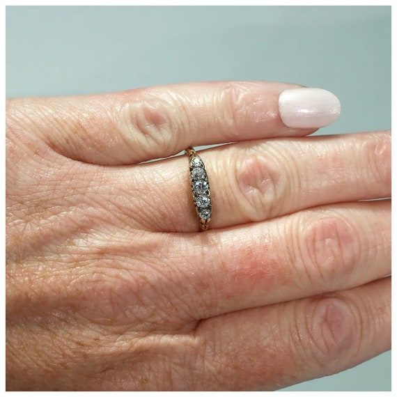 Antique Victorian 5 Diamond Ring 18k Gold Size 6.… - image 5