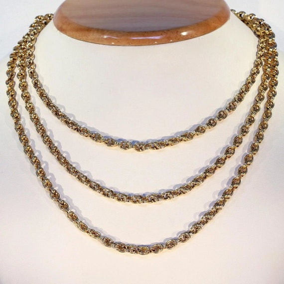 Antique French Long Guard Chain 52 inches 18k Gold - image 2