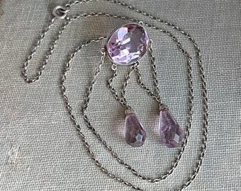 Collana antica edoardiana in argento e ametista, circa 1910.