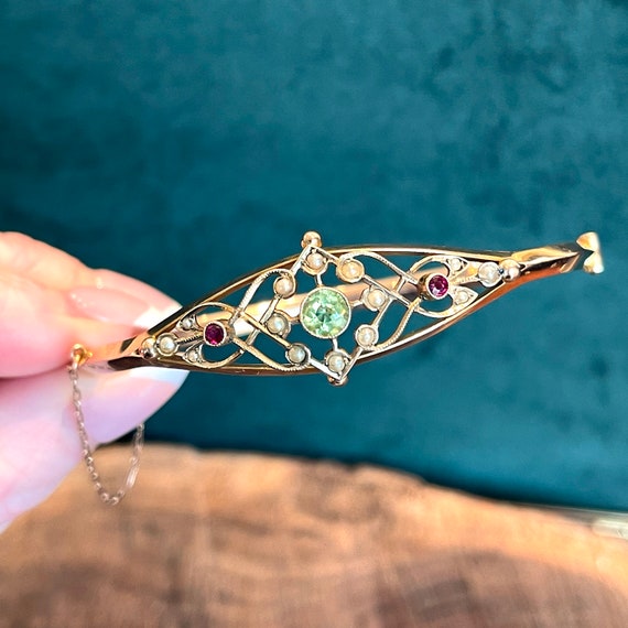 Antique Edwardian Suffragette Bangle Bracelet wit… - image 3