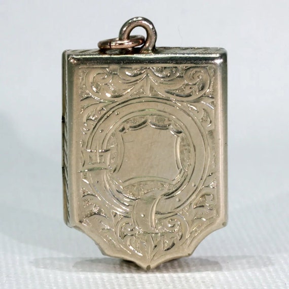Antique Victorian 9k Gold Locket Shield Garter - image 1