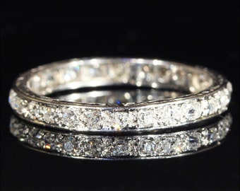 Vintage French Eternity Band Ring, Platinum c. 1925, size 8.5