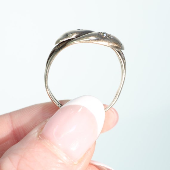 Edwardian Double Snake Ruby Diamond Ring 9k Gold … - image 6