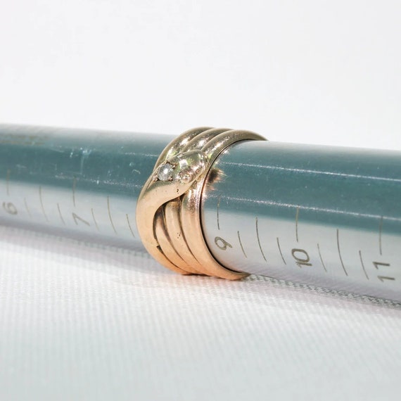 Extra Wide Antique Diamond Snake Ring 9k Gold Siz… - image 7