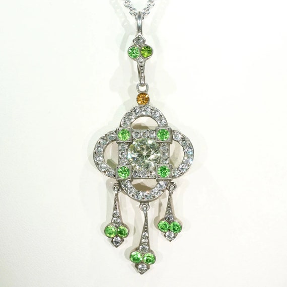 Antique Edwardian Silver Paste Pendant in Box - image 1