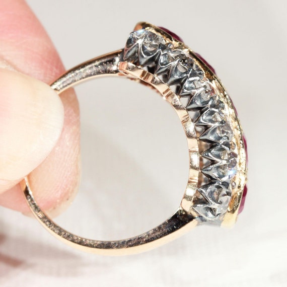 Antique Victorian Diamond and Ruby Ring Size 7.25 - image 5