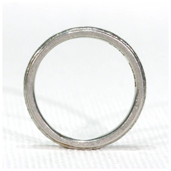 Antique Platinum Wedding Band Ring Inscribed 'Fid… - image 3