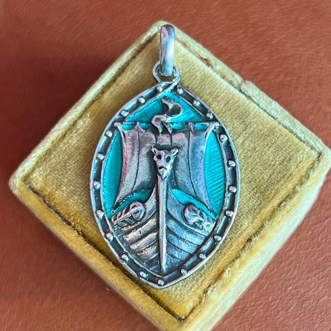 Antique Alexander Ritchie Silver Enamel Viking Ship Pendant C. 1920 - Etsy